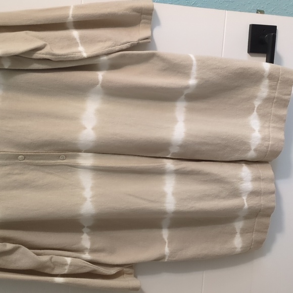 J.jill Pure Jill Long Line Oatmeal Tie-Dye Cotton Mix Knit Minimalist Cardigan - Picture 5 of 9